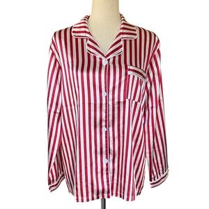 🎈Schbbbta Long Sleeve Buttondown Satin PJ Top